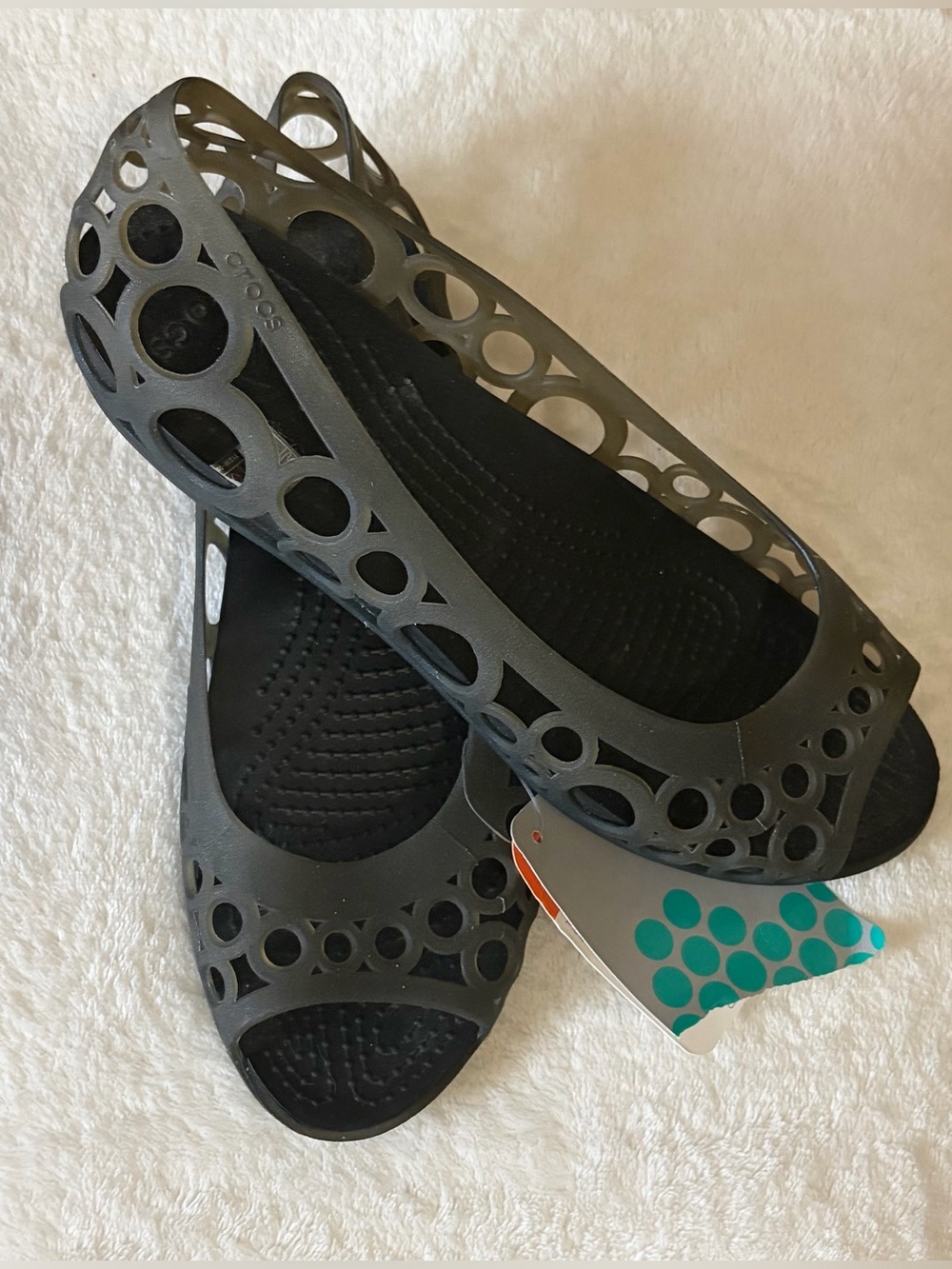 Crocs Adrina flat Women’s Brown Slip-On Jelly shoes Sz W 8 - Picture 3 of 6
